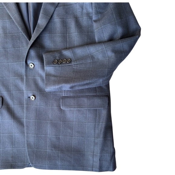 Lauren Ralph Lauren blue window pain check plaid silk/wool blend blazer | 44L - Picture 5 of 13